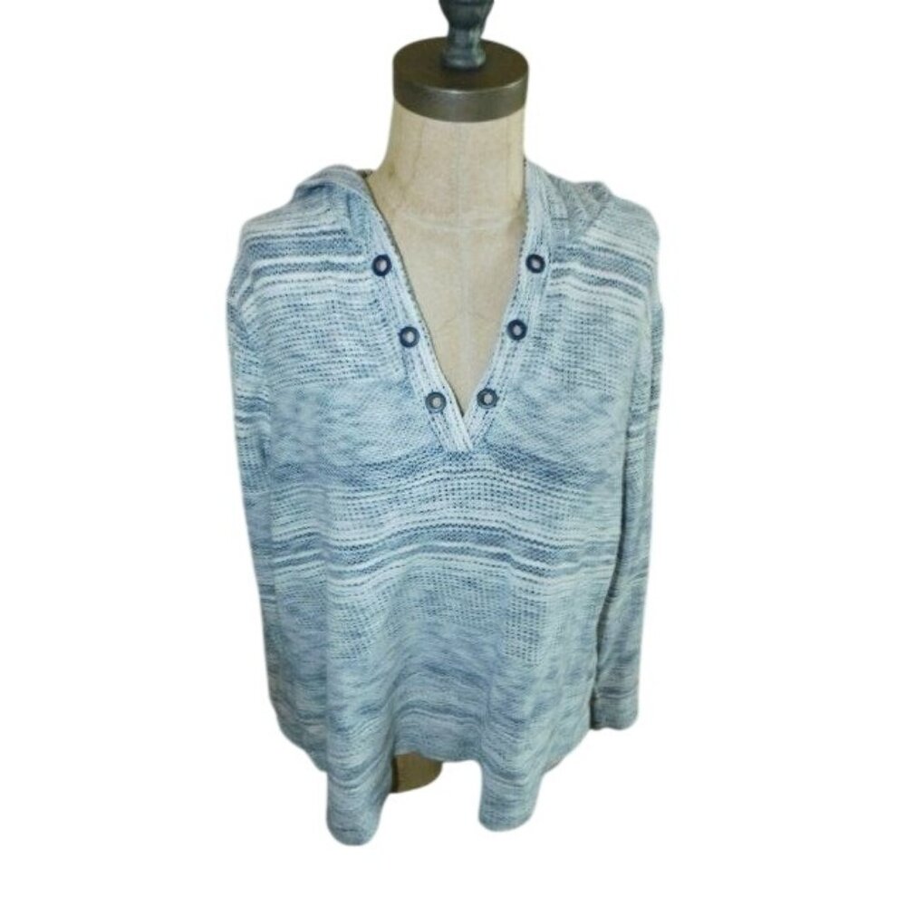 J. Jill Size L Large Hooded Knit Vneck Top Casual
